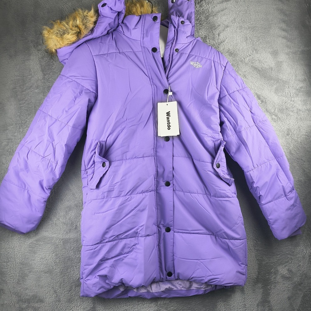 Wantdo Girls Winter Parka Coat Warm Fleece Puffer Jacket Fur SIZE 10-12 NWT